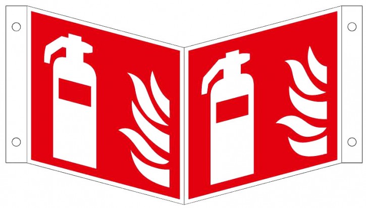 Hochwertiges Feuerlöscher Schild Feuerlöscher-Symbol-Schild F001,Gr.: 300 x  300 mm, mit selbstklebender Folie rot, Symbol nach ISO 7010 DIN EN ISO 7010  : : Baumarkt
