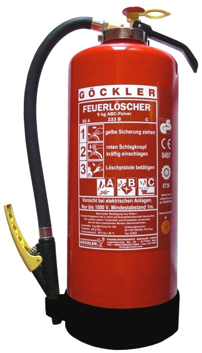 9 kg Göckler ABC-Pulver-Auflade-Feuerlöscher DIN EN 3 GS-GÖ9GI